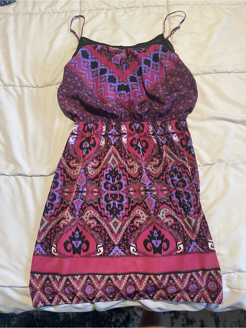 Express Fuchsia and Purple Print Cami Dress